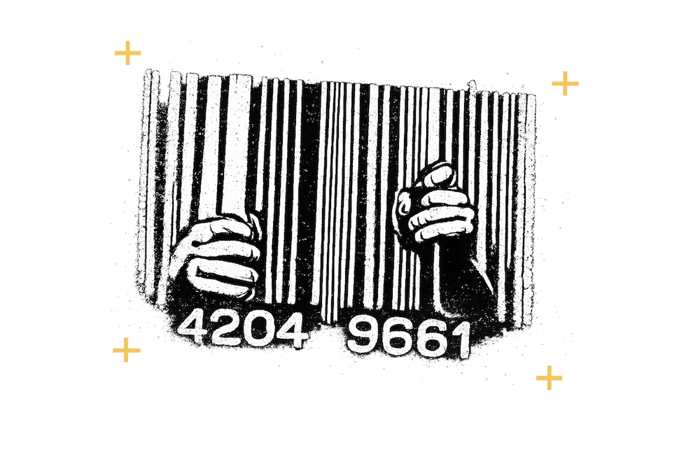 Barcode graphic with hands behind bars for The 10/10 Boys product verification