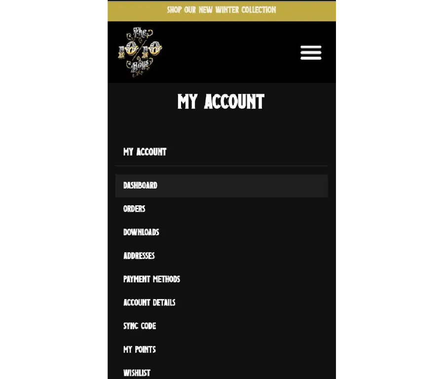 The 10/10 Boys My Account dashboard showing the Sync Code section