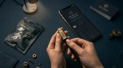 Hands holding a The 10/10 Boys product with a phone in the background showing a product verification check