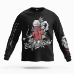 The 10/10 Boys black long sleeve shirt, front view