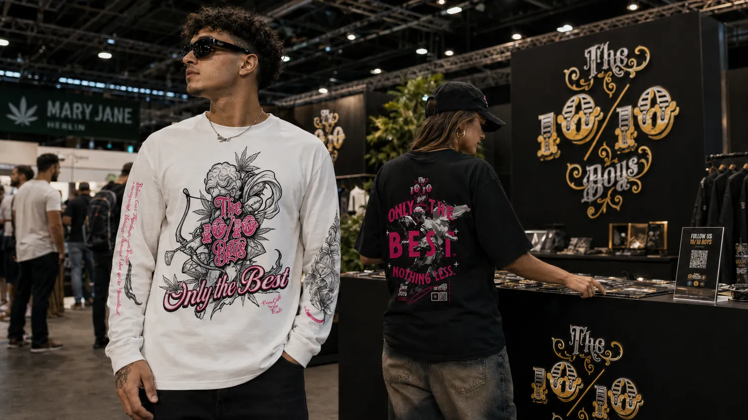 The 10/10 Boys Berlin stand with longsleeve and tee streetwear pieces