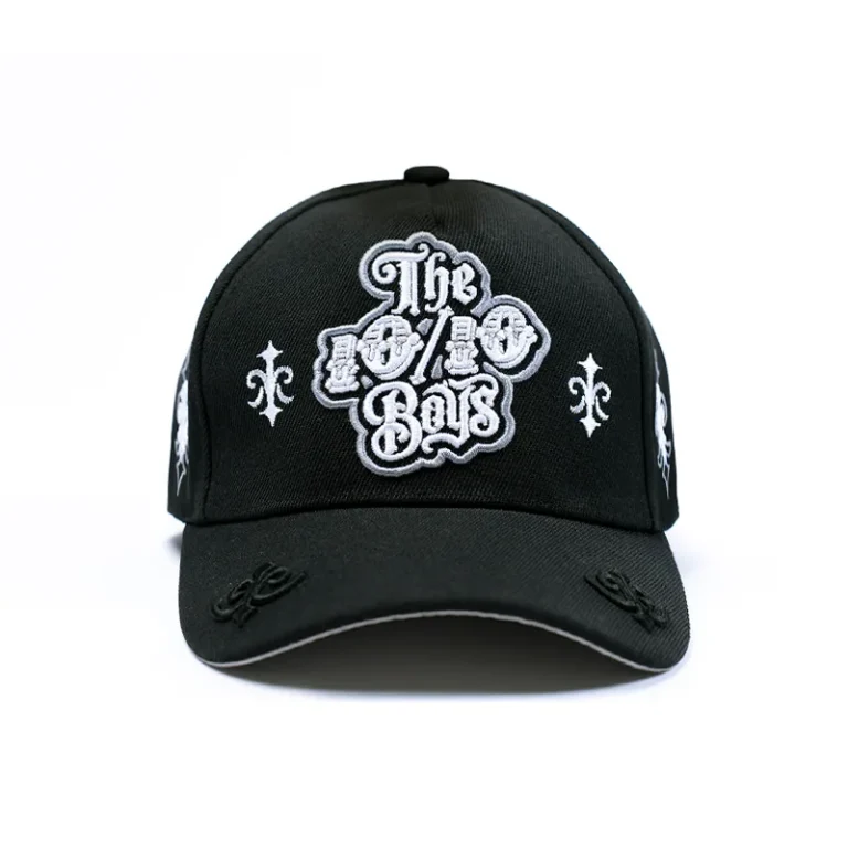 10/10 Boys Chrome ZeeZee black snapback with gothic embroidery and chrome detailing