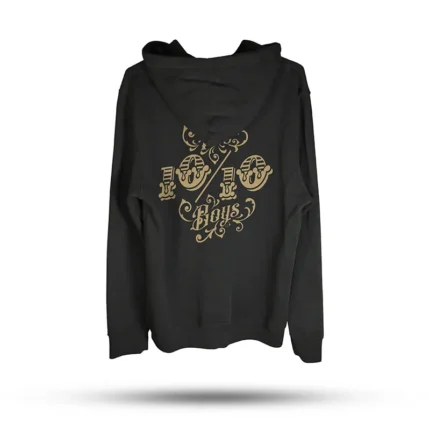 The 10/10 Boys OG Hoody in black — back view showing the rear 10/10 Boys print