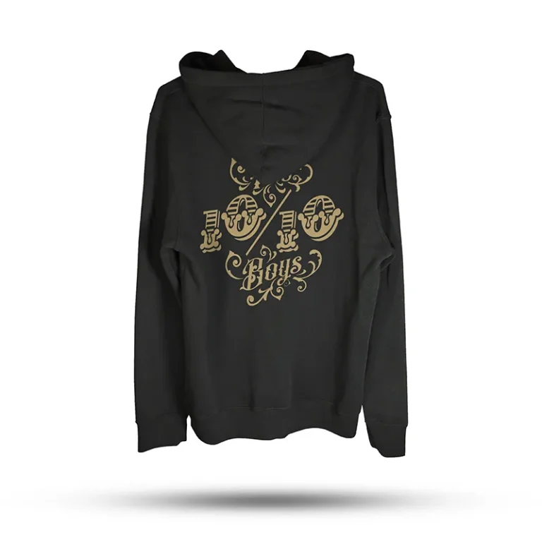 The 10/10 Boys OG Hoody in black — back view showing the rear 10/10 Boys print