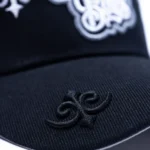 10/10 Boys Chrome ZeeZee black snapback with gothic embroidery and chrome detailing
