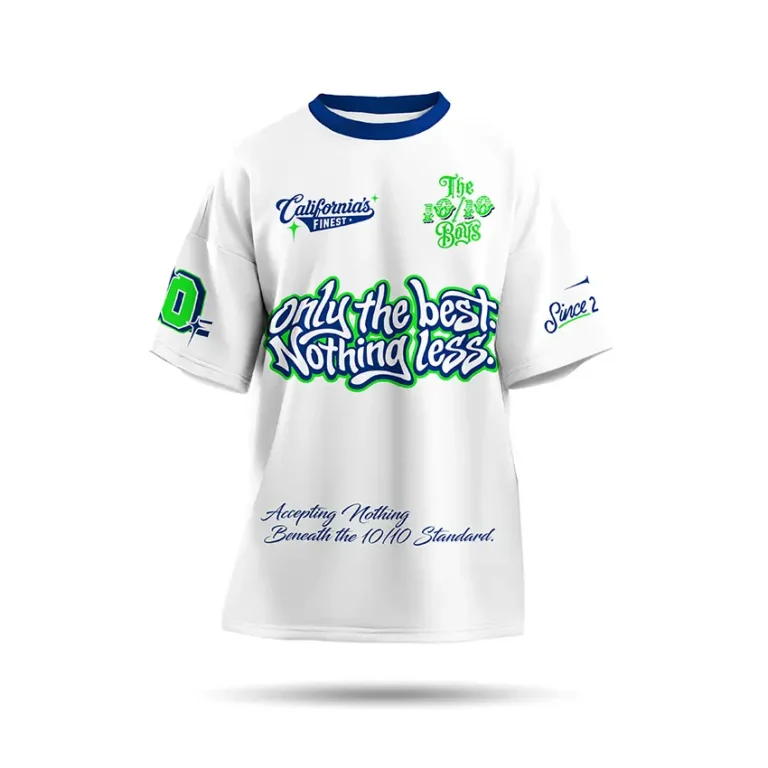 California's Finest white t-shirt with green print - front