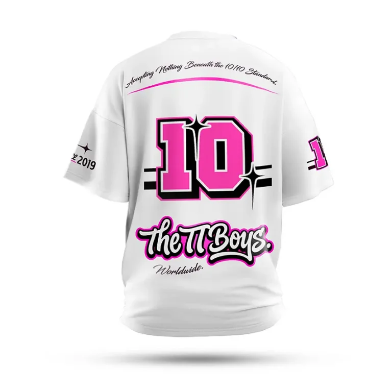 California's Finest white t-shirt with pink print - back