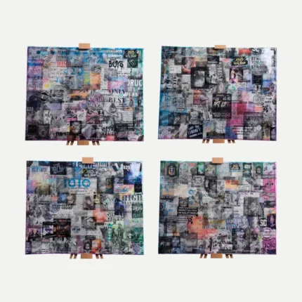 The four panels of the Original 10/10 Canvas Set by GavinBrownArt, shown together in a two-by-two grid