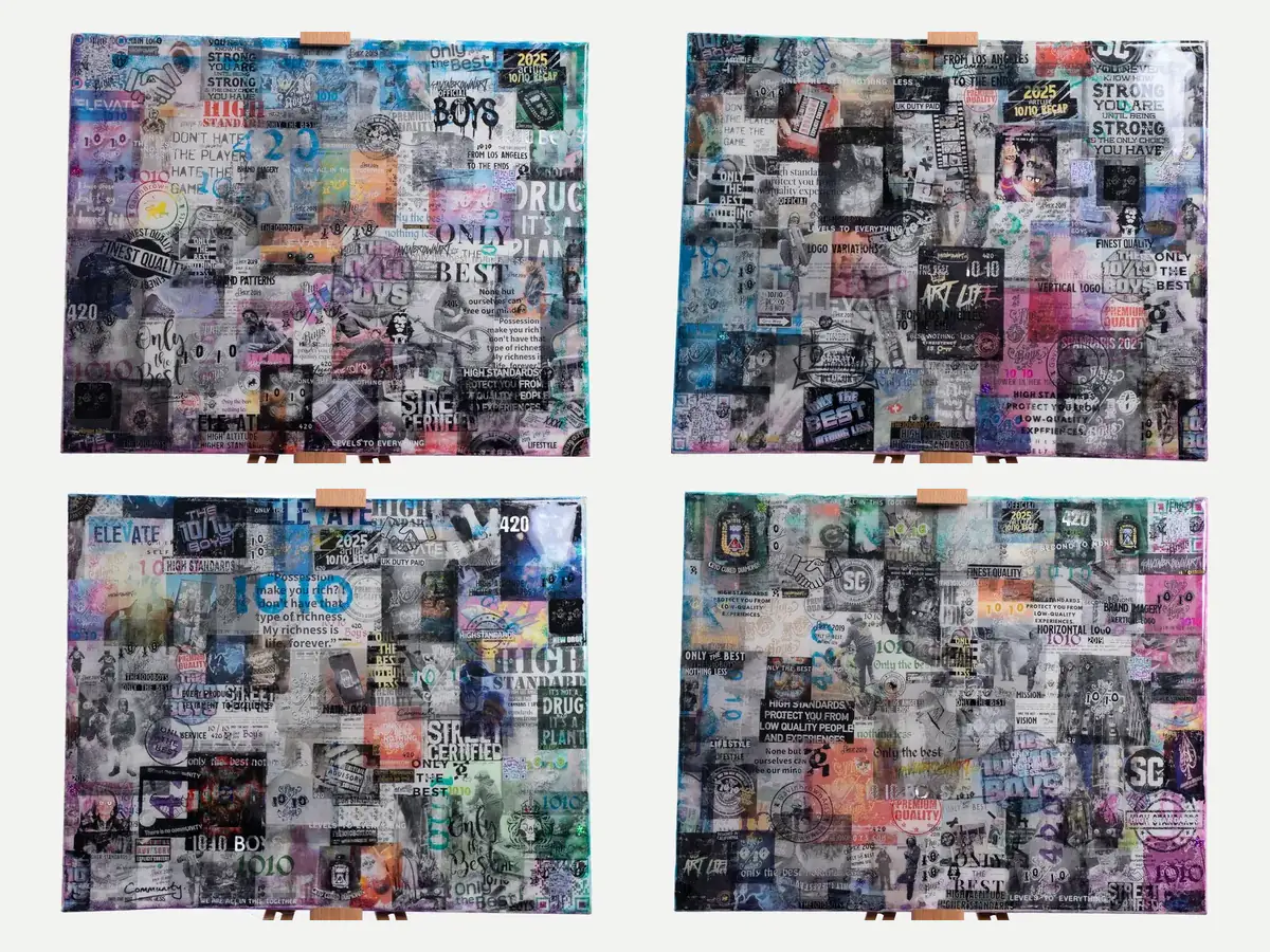 The four panels of the Original 10/10 Canvas Set by GavinBrownArt, shown together in a two-by-two grid