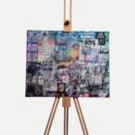 Panel 1 of the Original 10/10 Canvas Set by GavinBrownArt: dripping BOYS and Only the Best, front view on an easel