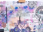 Detail of the 10/10 Medium Canvas: Only the Best script over playing-card and banknote layers