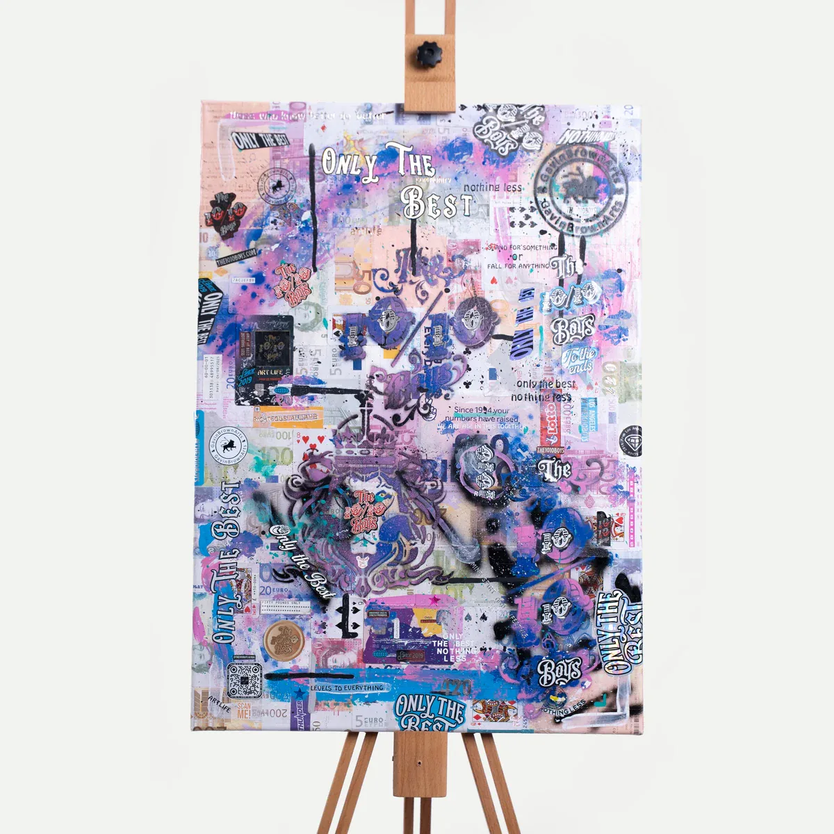 10/10 Medium Canvas by GavinBrownArt in pink and blue with Only the Best lettering, full f 10/10 Medium Canvas by GavinBrownArt in pink and blue with Only the Best lettering, full front view