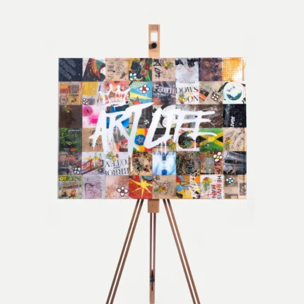 The Art Life Canvas by GavinBrownArt on an easel, showing its 80 × 60 cm scale
