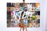 Art Life Canvas by GavinBrownArt: 48 colourful squares under white ART LIFE lettering, full front view