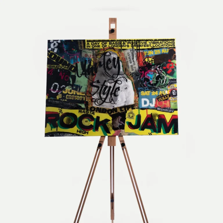 The Marley Style Canvas by GavinBrownArt on an easel, showing its 80 × 60 cm scale
