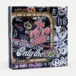 Stick It Art Mini Canvas No. 1 by GavinBrownArt: sticker-covered 10/10 Boys logo in a gold frame, front view