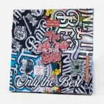 Stick It Art Mini Canvas No. 2 by GavinBrownArt: black, white and holographic stickers, front view