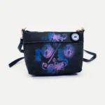 10/10 Small Bag by GavinBrownArt, black with pink and blue sprayed 10/10 Boys artwork, front view