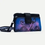 10/10 Purse by GavinBrownArt, sprayed pink and blue with a black tab and lanyard, front view